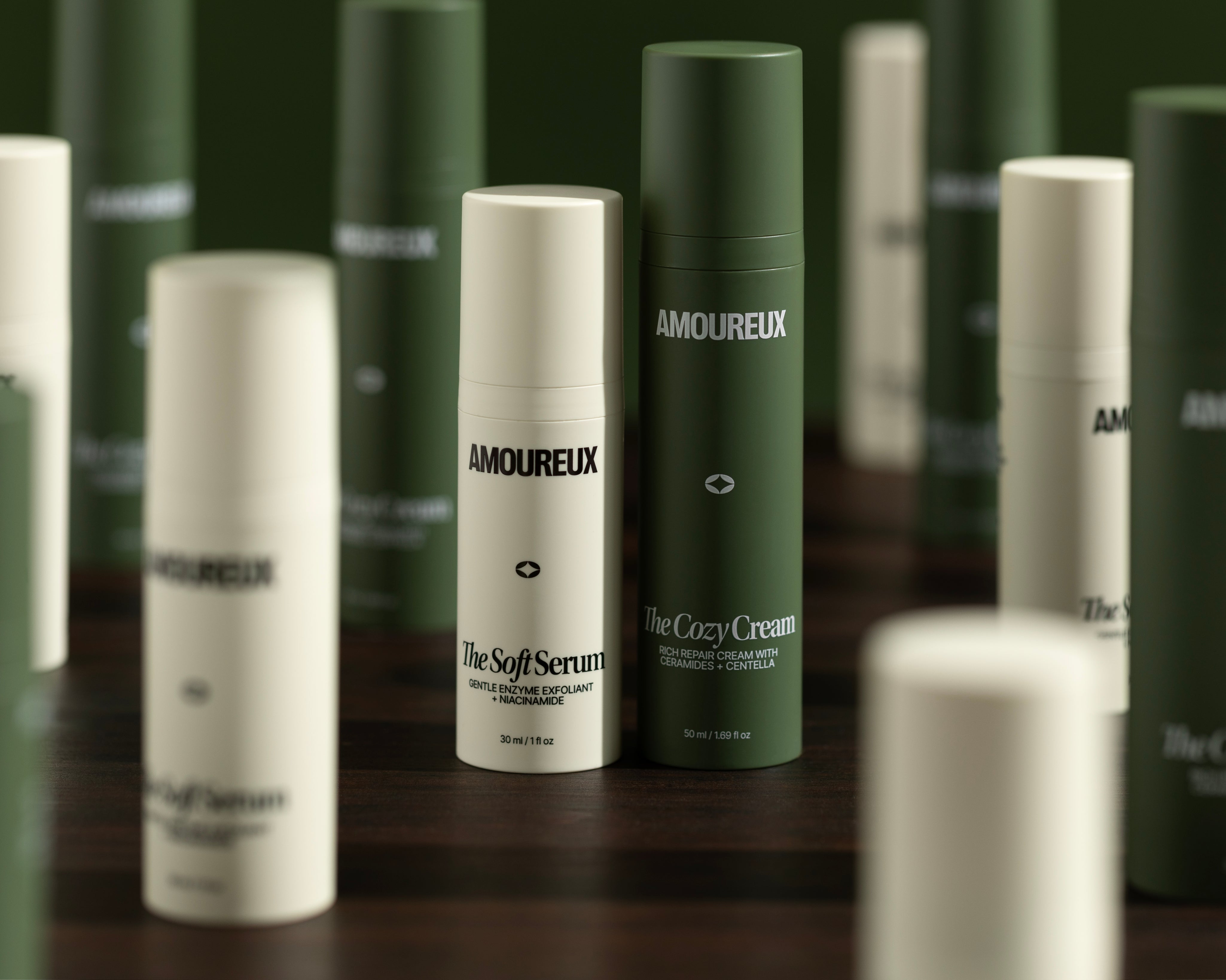 Amoureux_Soft_Serum_Gentle_Enzyme_Exfoliant_Cozy_Cream_Rich_Barrier_Restoring_Face_Cream_Stylized.jpg